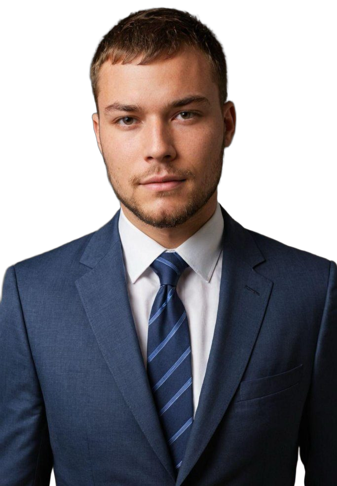 Porträt von Michael Kaiser, Gründer der KI-Agentur ArkeonTech, im blauen Anzug